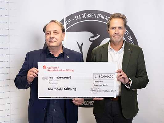 10.000 Euro für die gemeinnützige boerse.de-Stiftung