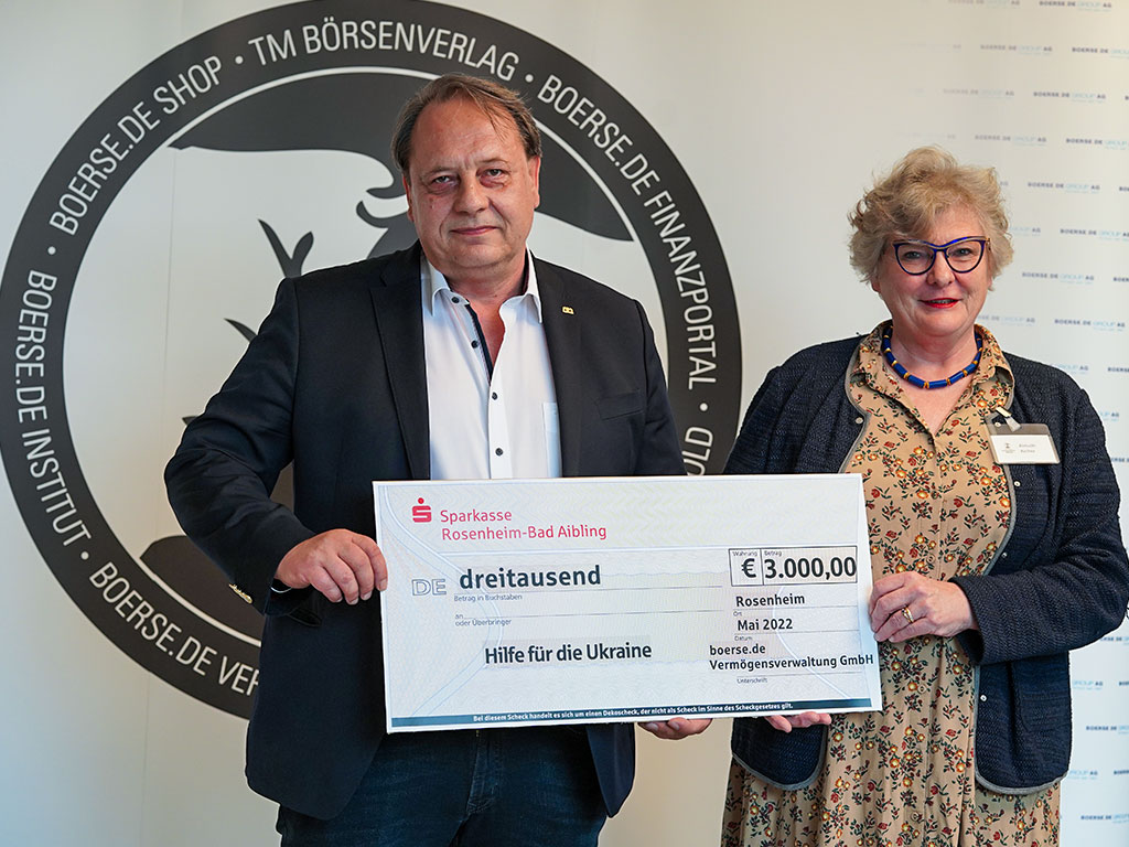 3.000 Euro für die Bürgerstiftung Rosenheim, Hilfe für die Ukraine